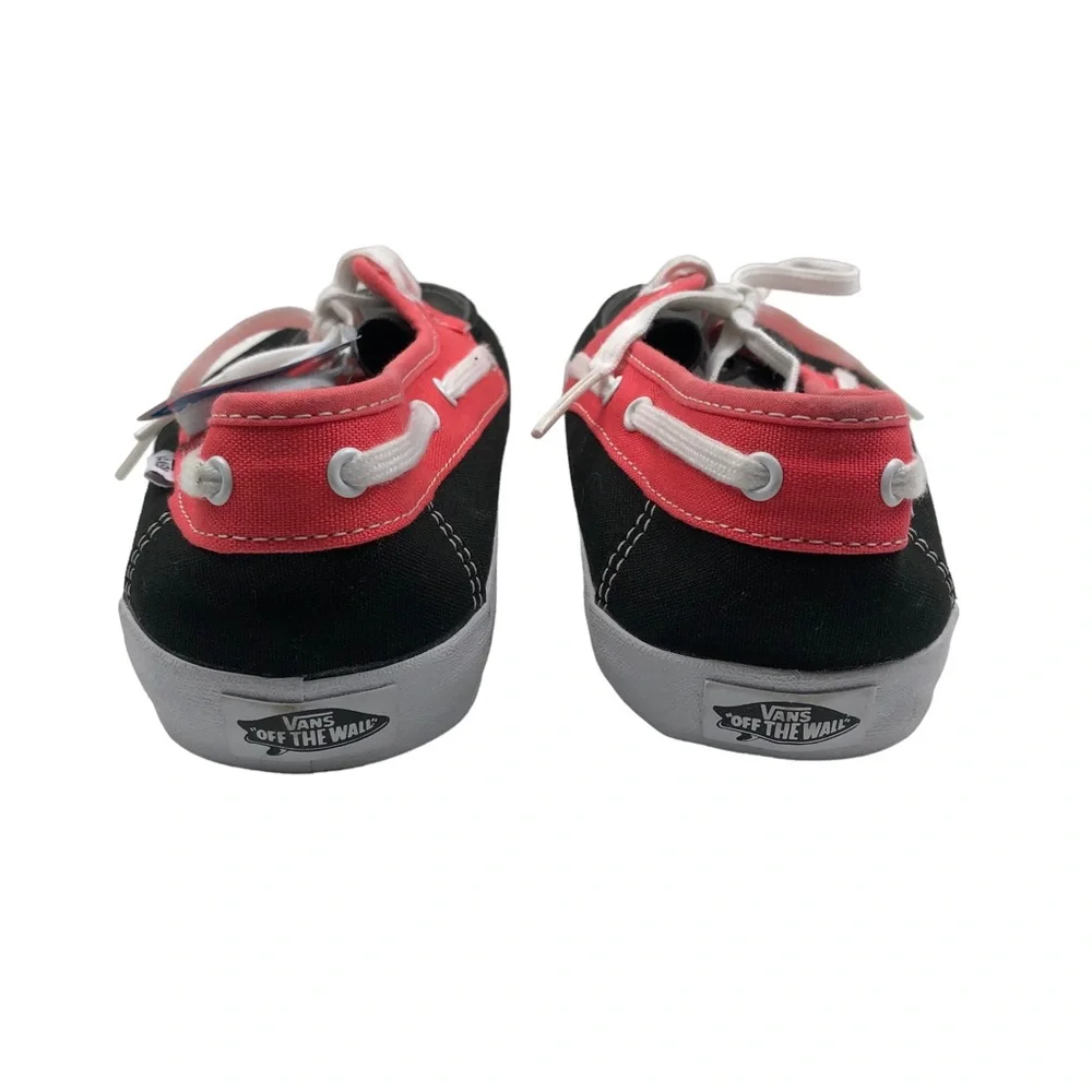 NWOB VANS Chauffeur Men’s Lace Up Canvas Black/Grey/Red Boat Shoes 7.5